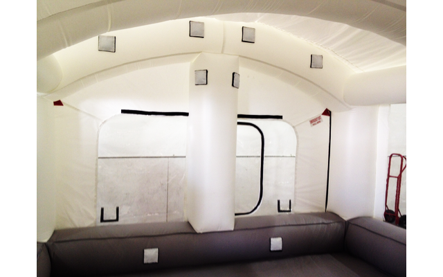 white booth inside