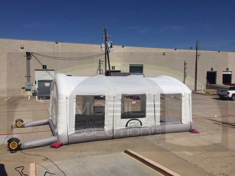 inflated white paint spray booth